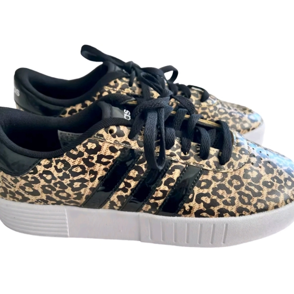 Adidas Black and Brown Leopard Print Thick Platform Sneakers Size 7